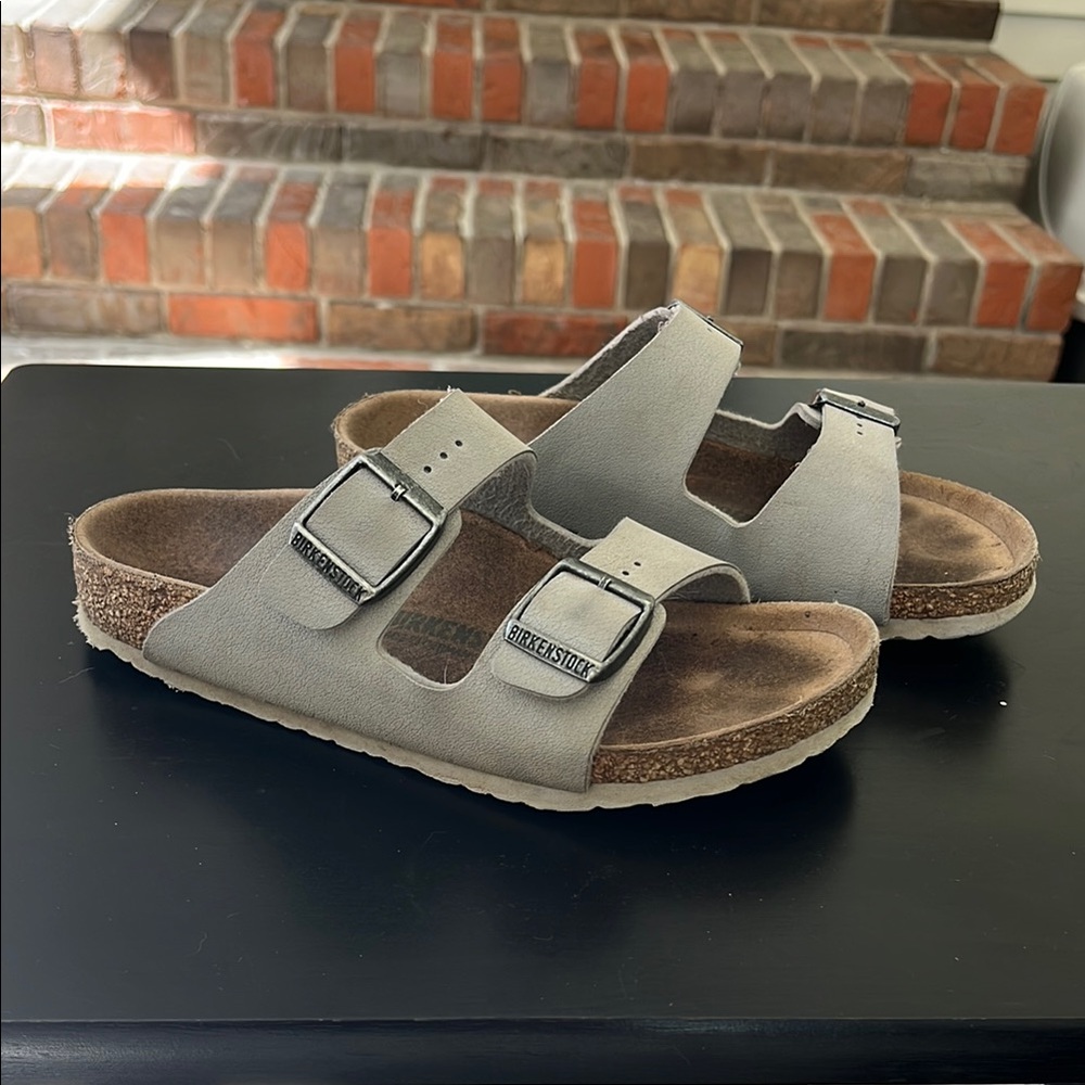 Birkenstock Gray Sandals with Adjustable Straps and Contoured Footbed
